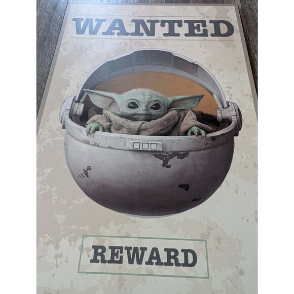 Silver Buffalo Star Wars The Mandalorian The Child "Wanted" 13 x 19" Wall Art - Picture 2 of 7